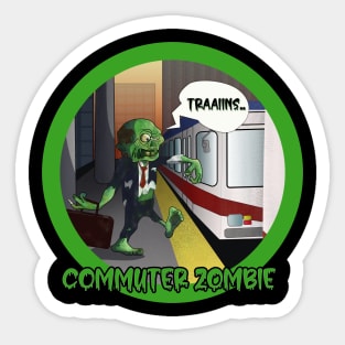 Commuter Zombie (green) Sticker